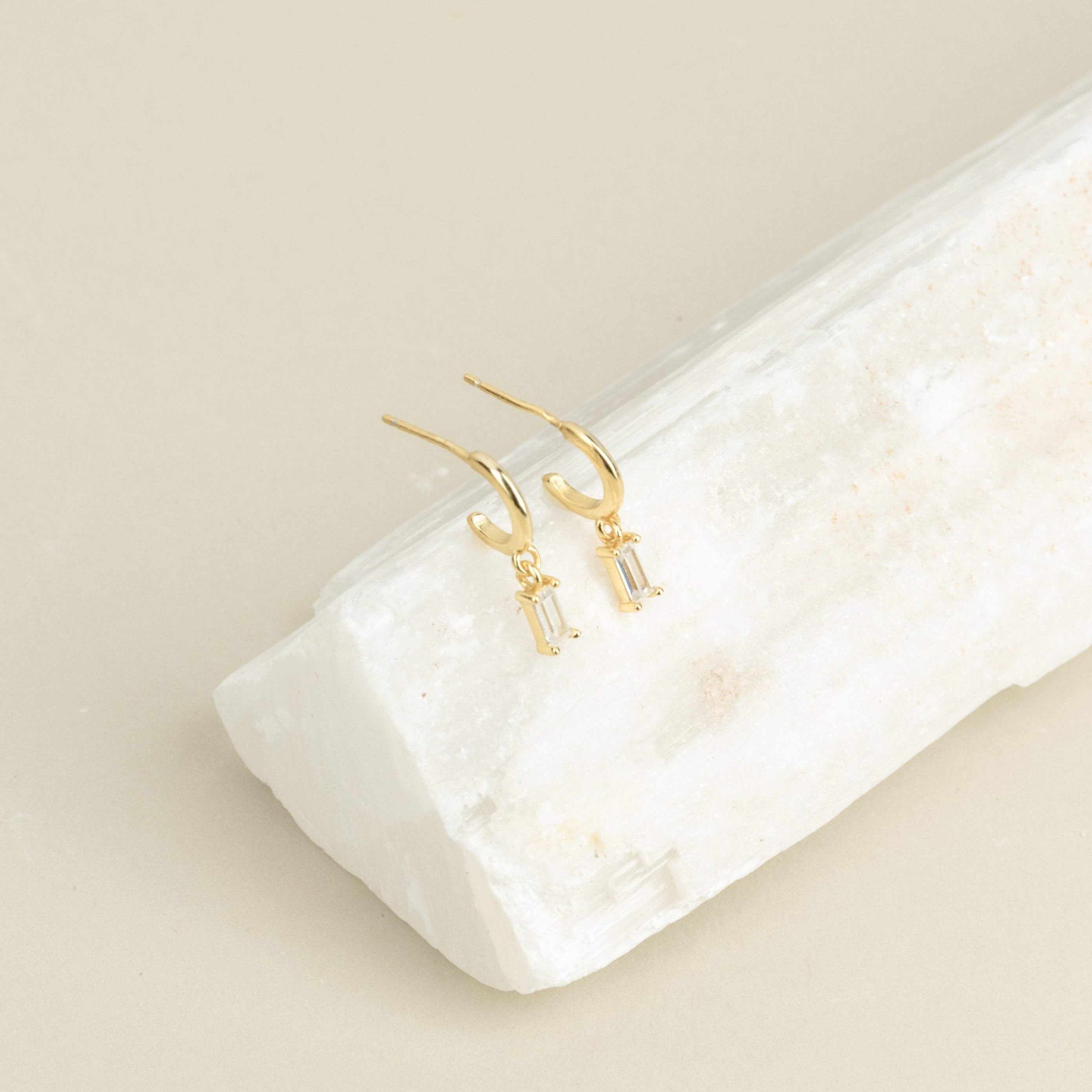 Lys Baguette Hoops in gold